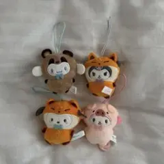 サンリオ 動物キャラクター ぬいぐるみ ストラップ4個セット