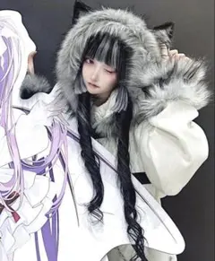 Gamchu Faputa motif Zip-up hoodie White - メルカリ