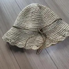 キッズ 麦わら帽子 ベージュ 56-58cm