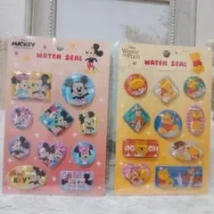 人気ウォーターシール 10枚入り☆ミッキー＆フレンズ・くまのプーさんの２点セット