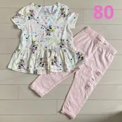 【新品】80cm babyGap ミニーちゃん♡ペプラムトップス&レギンスセット