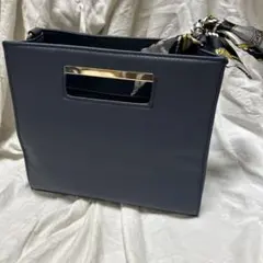 ネイビー ショルダーバッグ スカーフ付き