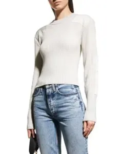 Rag & bone リブ編みホワイト長袖ニットセーターのサムネイル