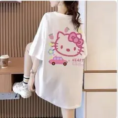 即日発送ハローキティ プリント ビッグTシャツ ホワイト1点ブラック1点在庫ありのサムネイル