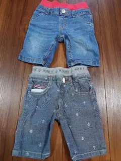 デニム ハーフパンツ2枚セット 半ズボン キッズ服