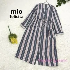 な*め様 mio マタニティ　授乳口付　シャツワンピ　ストライプ　ルームウェア