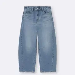 新品タグ付き GU バレルレッグジーンズB+EC 丈短め　ブルー