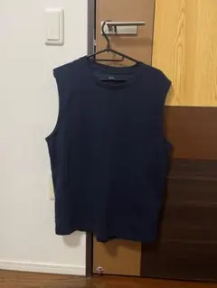 新古未使用‼️ユニクロノースリーブ シャツメンズMサイズ　ネイビー