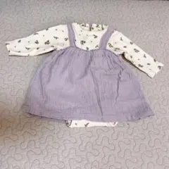プティマイン　重ね着風花柄ロンパース　70サイズ