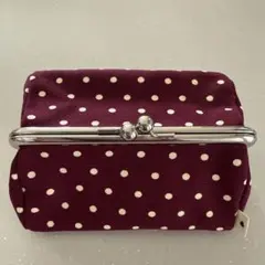 ドット柄がま口小物入れ ワインレッド Ayanokoji