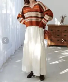 サテンワッシャーティアードスカート