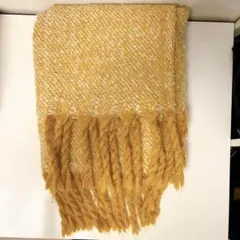 イエローツイードマフラー フリンジ付き
