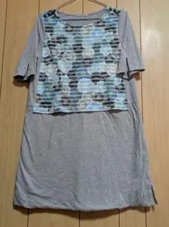 アズノウアズ 半袖Tシャツ グレー チェニック