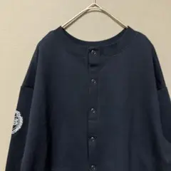 【美品】イェール ショート丈スウェットカーディガン(M相当)ネイビーロゴプリント