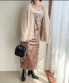 【美品】LOWRYS FARMベロアキャミワンピース