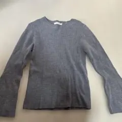 LOWRYSFARM グレー リブ編み長袖ニット