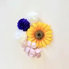 髪飾り　ひまわり　ブルーセット