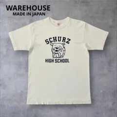 WAREHOUSE 日本製 フロッキーブルドッグカレッジプリントTシャツ 白 Mのサムネイル