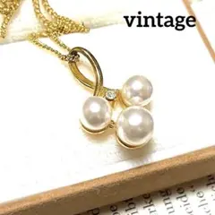 ヴィンテージ　パールゴールドネックレス