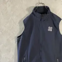 ヴィンテージ　Dunbrooke ベスト　フルジップ　刺繍ロゴ　ネイビー　VT1