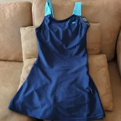 新品未使用)LOTTO！スカート付ワンピース水着160cm！定価3960円！紺色