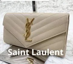 美品★YSL サンローラン　カサンドラベージュ 長財布