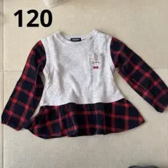 長袖カットソー 120cm 猫刺繍付き