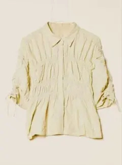 Ungrid ギャザーデザインハーフスリーブシャツ