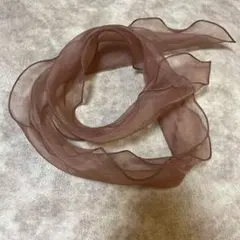 【美品】ブラウン シフォン ヘアアクセサリー リボン シンプル エレガント