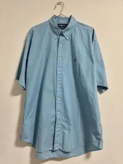 ラルフローレン BLAKE 半袖 ボタンダウンシャツ XL 水色 双糸コットン