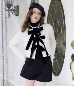 eimy istoire フロントリボンニットトップス