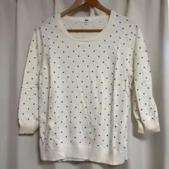 UNIQLO ドット柄ニット XL アイボリー