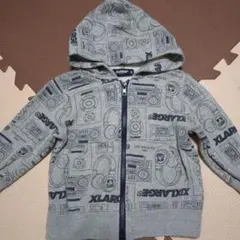 XLARGE KIDS フード付きジップアップパーカー グレー　80センチ