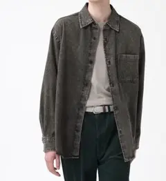 未着用　GU ウォッシュドシャツ デニム 黒　グレー
