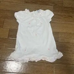 ホワイトフリルワンピース　ポロラルフローレン　80サイズ　花柄刺繍　綿100%