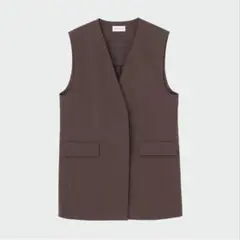 PLST プラステ ハイストレッチリネンミックスカラーレスジレ　ブラウンのサムネイル