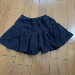 ネイビー フリル付きドット柄キュロット