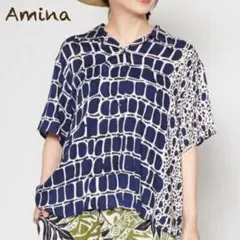 アミナコレクション　チャイハネ 半袖シャツ ジャングルシャツ　ワニ刺繍のサムネイル