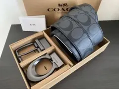 SALE♪コーチ新品 リバーシブル シグネチャー ブラウンベルト 社会人