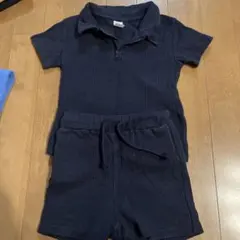 H&M ネイビー ショートオール