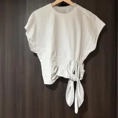《美品》ルシェルブルー　半袖カットソー 日本製　裾リボンアレンジ可能のサムネイル