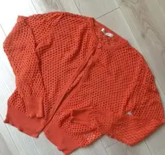 FREE'S SHOP オレンジ メッシュカーディガン