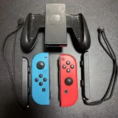 【ジャンク品】Switch Joy-Con 青 赤 セット　グリップ付き