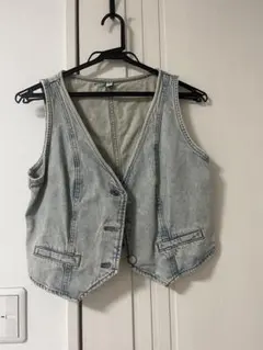 GU デニム ベスト ジレ ライトブルー XL