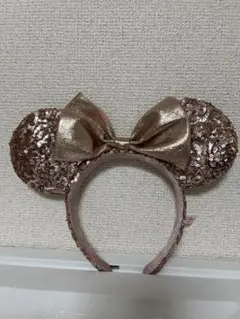 ミッキー耳カチューシャ ローズゴールド スパンコール