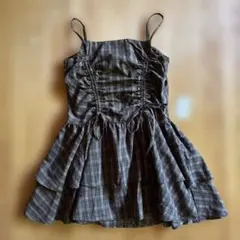 GRL チェック柄ドロストリボンミニワンピース[dk1357]