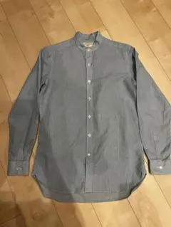 UNITED ARROWS 襟なし ストライプ長袖シャツ S