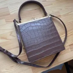 ブラウン クロコダイル風 ショルダーバッグ