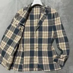 未使用級】LARDINI ブートニエール付テーラードジャケット ネイビー 48