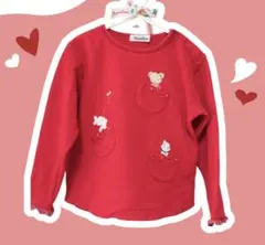 美品ファミリア　赤　カットソー　長袖シャツ　リアちゃんうさぎ犬